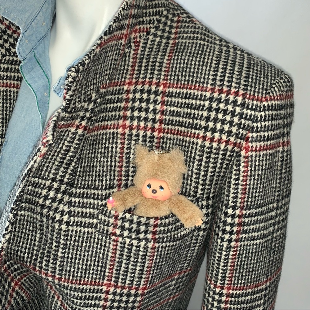 c l a s s i c :: Vintage Wool Houndstooth Blazer Double Breasted Plaid - Picture 11 of 12